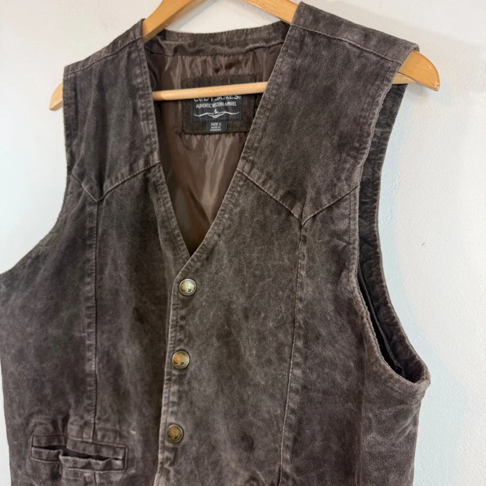 Cody James Leather Vest Brown Distressed Western Cowboy Boho Rugged Rodeo Mens L